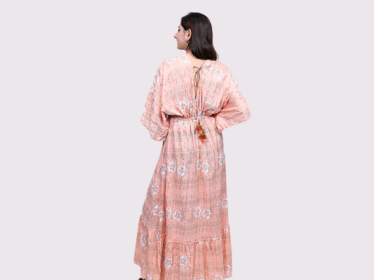 Bolero Sleeve Long Dress Peach