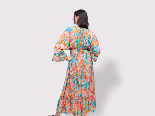 Long Dress Full Sleeve Thread Neck