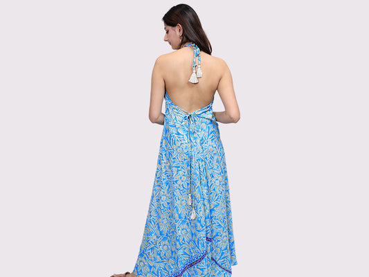 Milan Dress Embroidered Blue