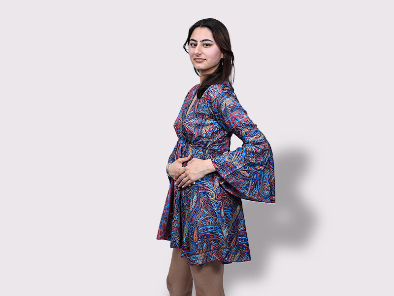 Short Umbrella Sleeve Dress Teal