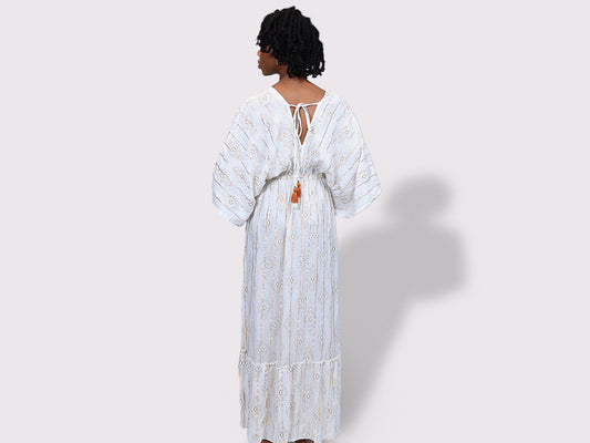 Bolero Sleeve Long Dress White