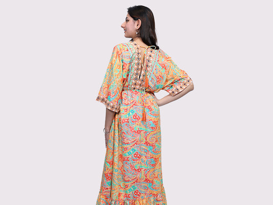 Milan Embroidered Dress with Bolero Sleeves