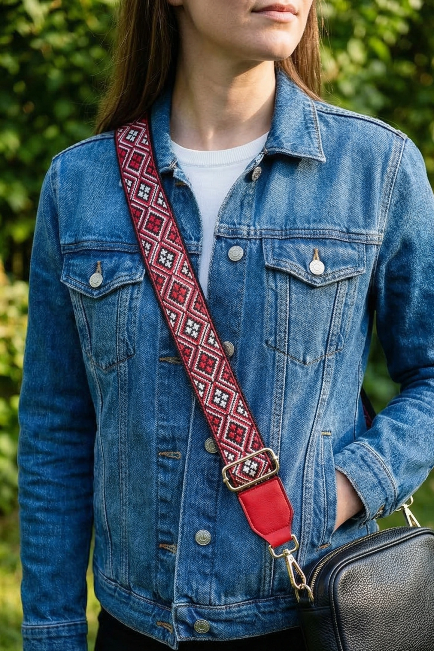 Crimson Heritage Embroidered Bag Strap