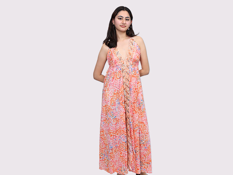 Milan Dress Embroided Orange