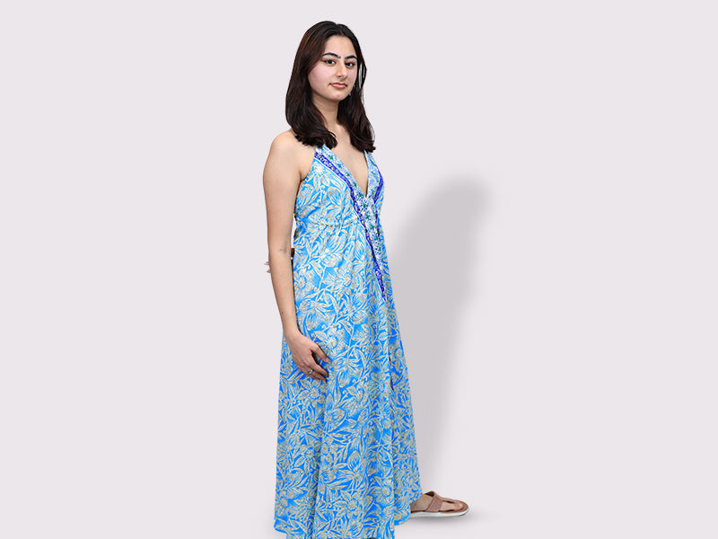 Milan Dress Embroidered Blue