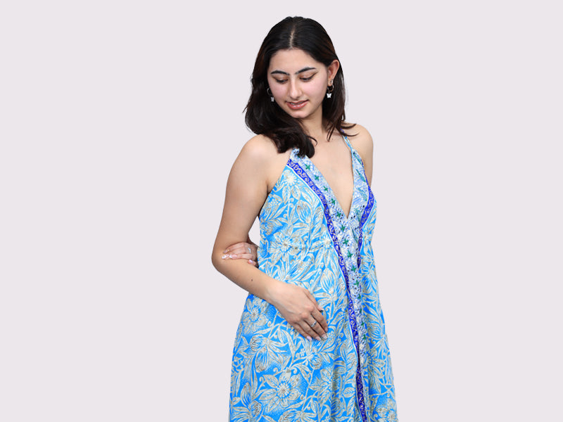Milan Dress Embroidered Blue