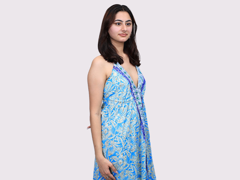 Milan Dress Embroidered Blue
