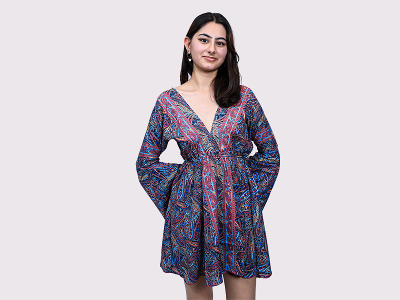 Short Umbrella Sleeve Dress Teal