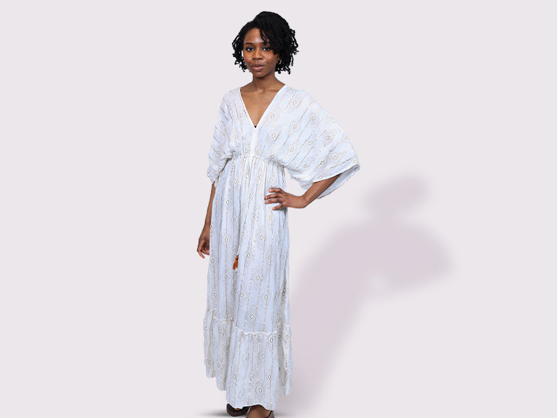 Bolero Sleeve Long Dress White