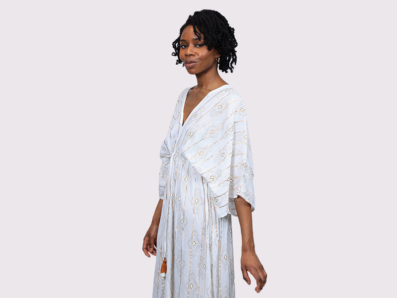 Bolero Sleeve Long Dress White