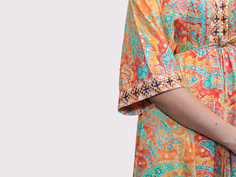 Milan Embroidered Dress with Bolero Sleeves