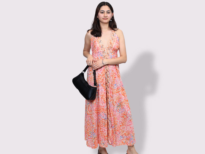 Milan Dress Embroided Orange