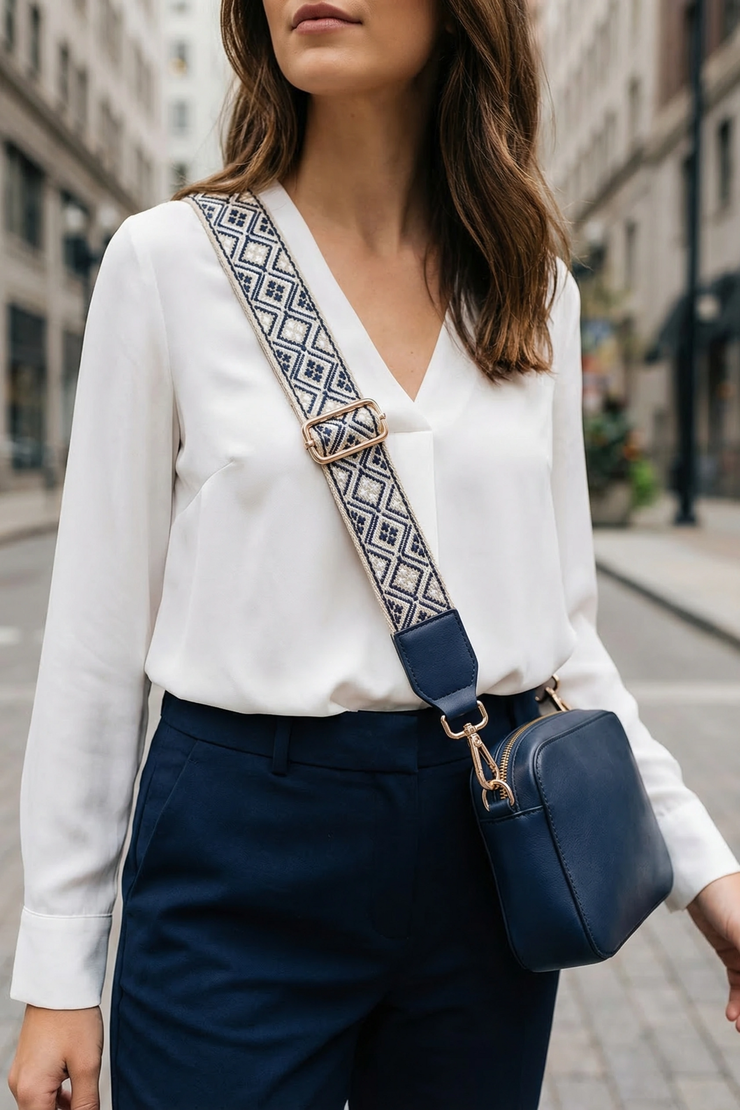 Monaco Midnight Embroidered Bag Strap