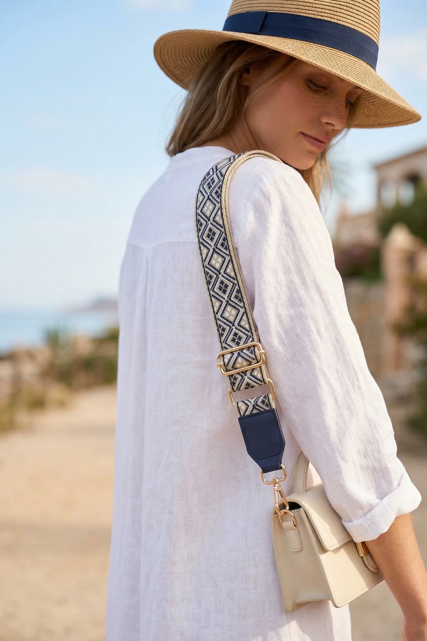 Monaco Midnight Embroidered Bag Strap