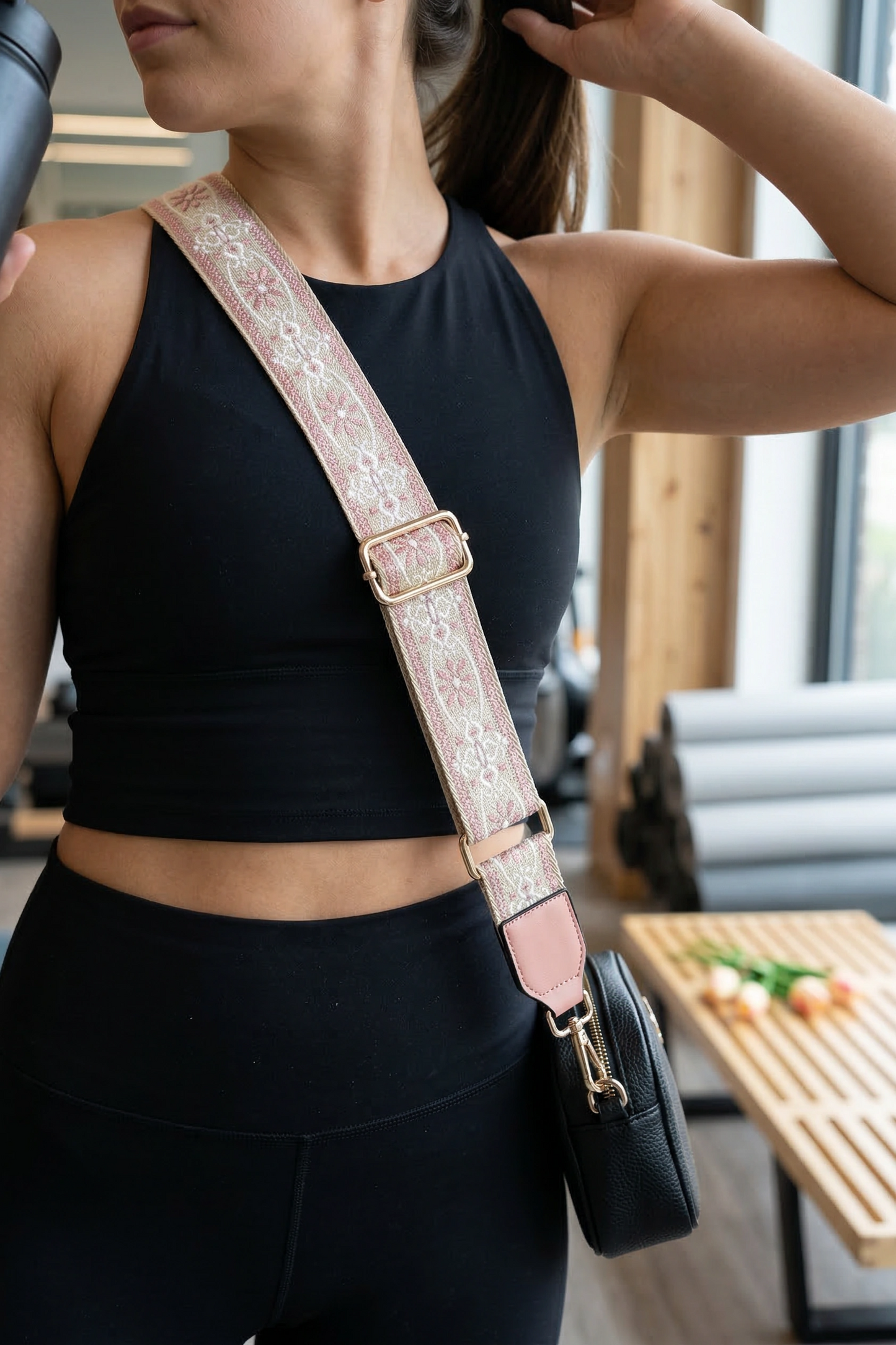 Rosé Garden Embroidered Bag Strap
