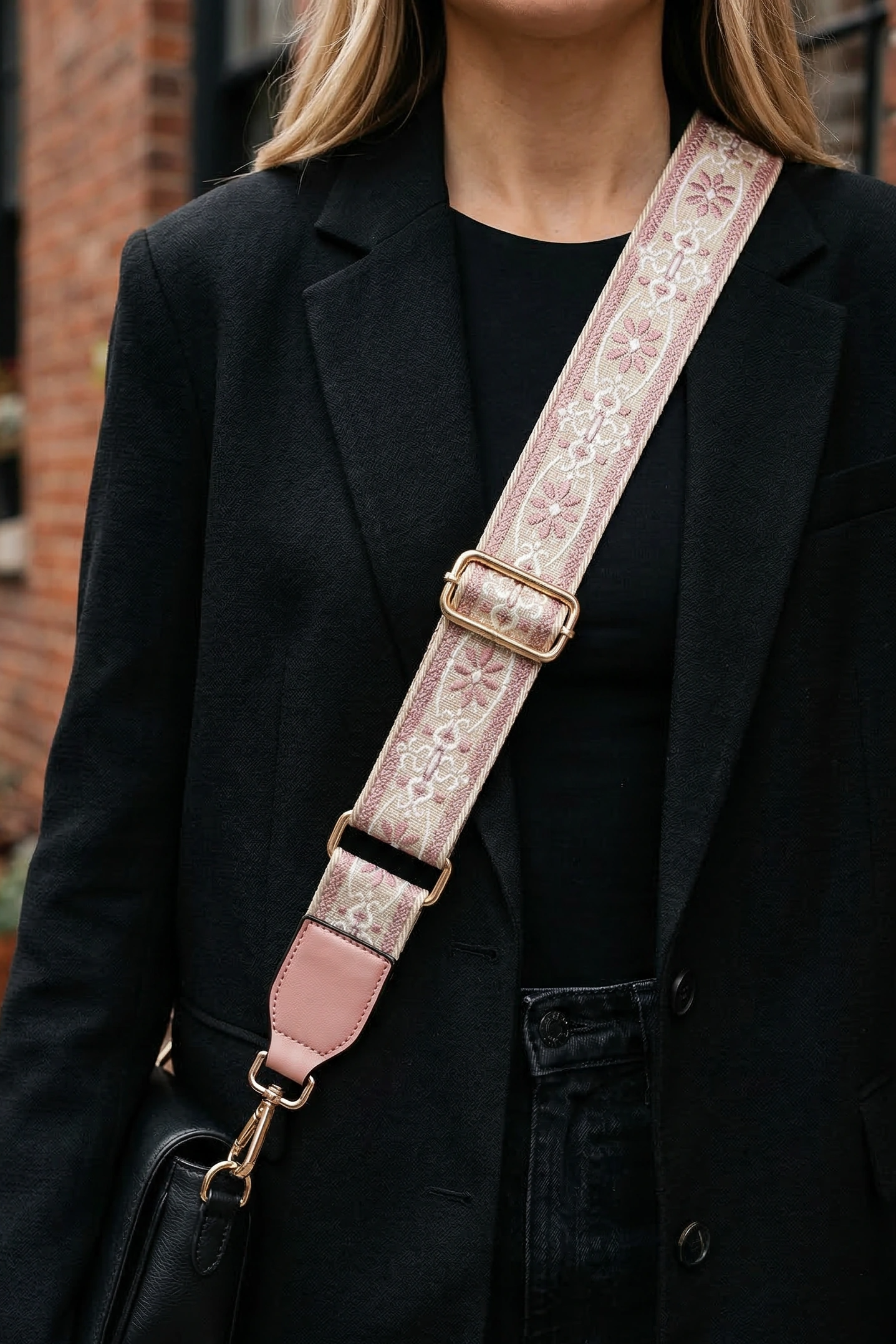 Rosé Garden Embroidered Bag Strap